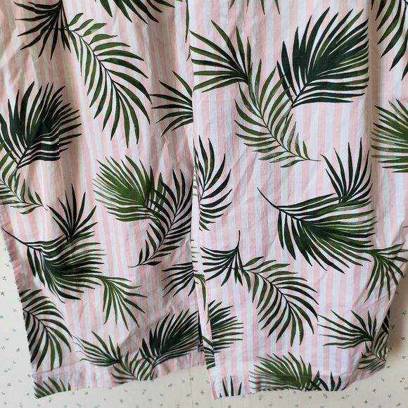 Lands End Pajama Pants XL Pink Stripes Palms Tropical Cotton Drawstring Pockets - Picture 4 of 9
